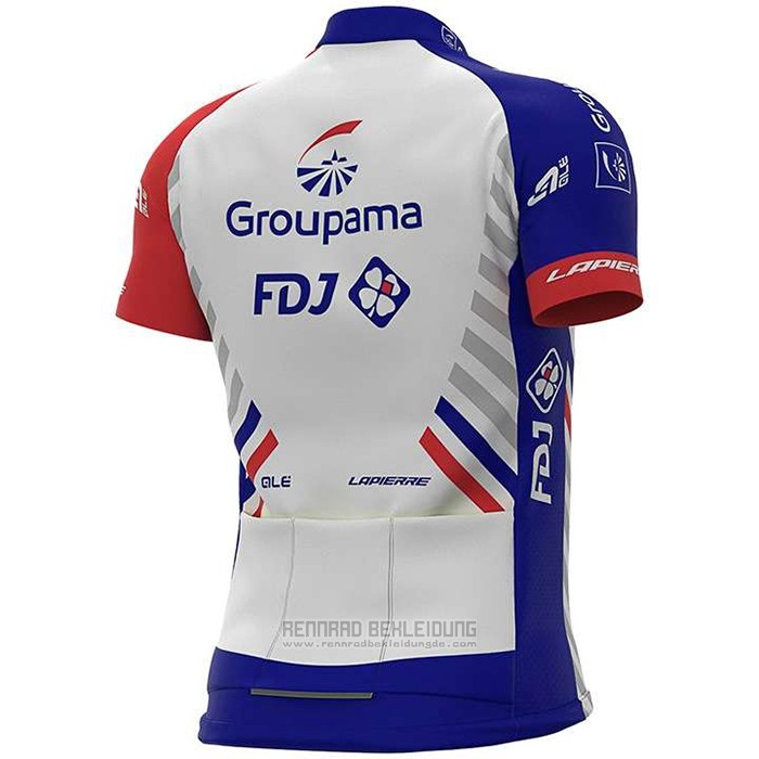 2020 Fahrradbekleidung Groupama-FDJ Rot Blau Trikot Kurzarm und Tragerhose